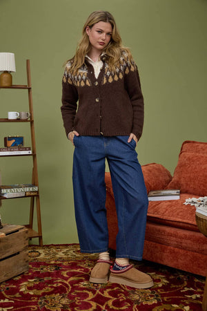 Fair Isle Button Down Cardigan