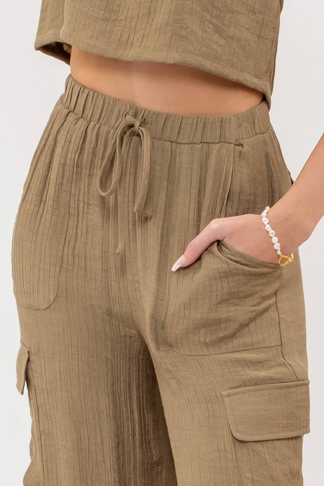 
                
                    Load image into Gallery viewer, Silky Crinkle Cargo Pants
                
            