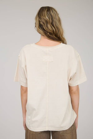 Daily Washed Raw Edge V Neck T Shirt