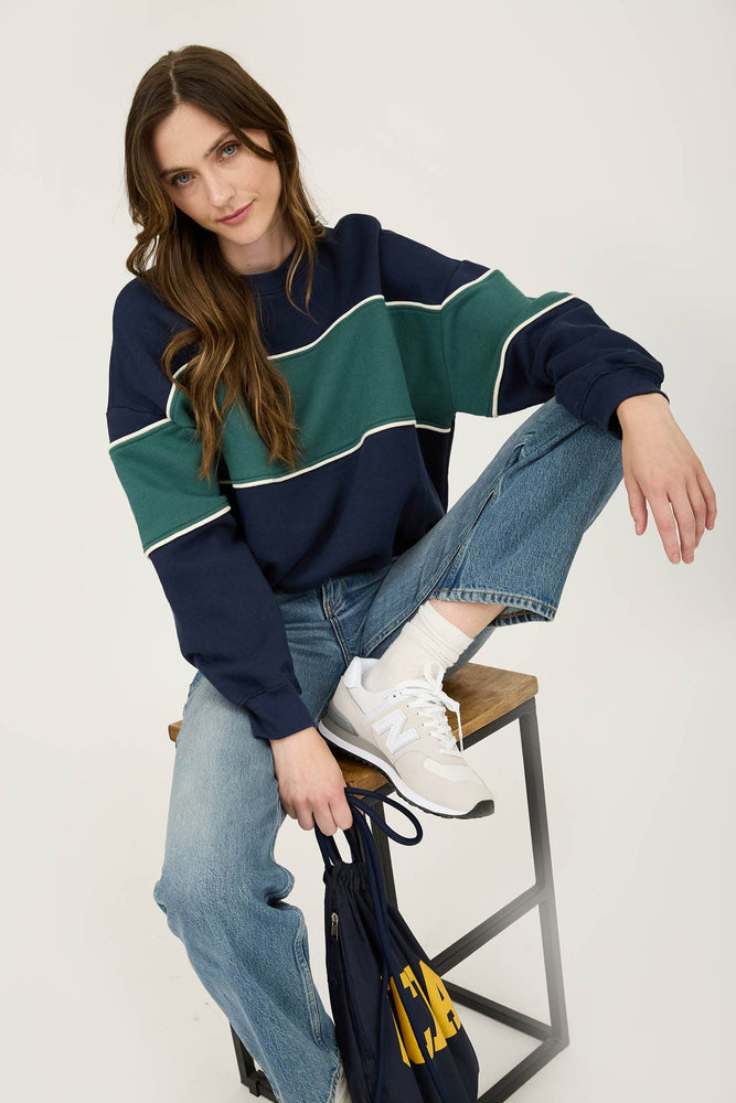 Retro Colorblock Stripe Sweatshirt