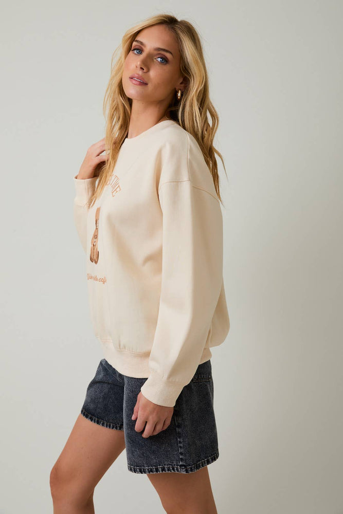 Teddy Bear “ Coffee Time “ Embroidered Sweatshirt