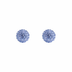 Park and Buzz radiance stud. Sparkle ball earrings. Hillberg and Berk. Canadian Brand. Glitter ball earrings. Denim blue sparkle earrings jewelry jewellery