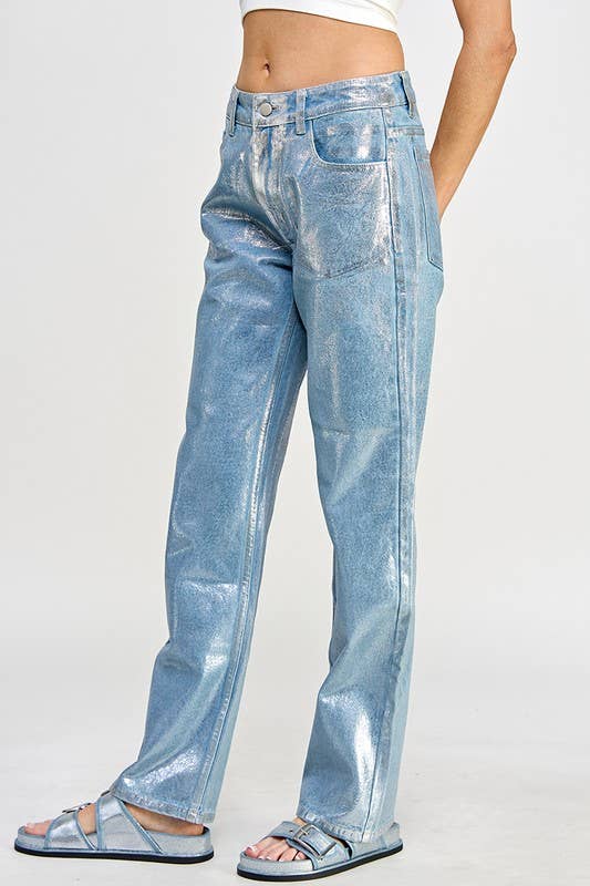 
                
                    Load image into Gallery viewer, Silver Lining Metallic Jeans
                
            