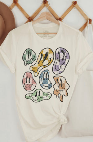 Groovy Melted Smiley Face Retro Oversized T Shirt
